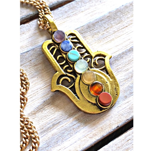Whimsy Avenue Jewelry - Gemstone Hamsa Hand Necklace